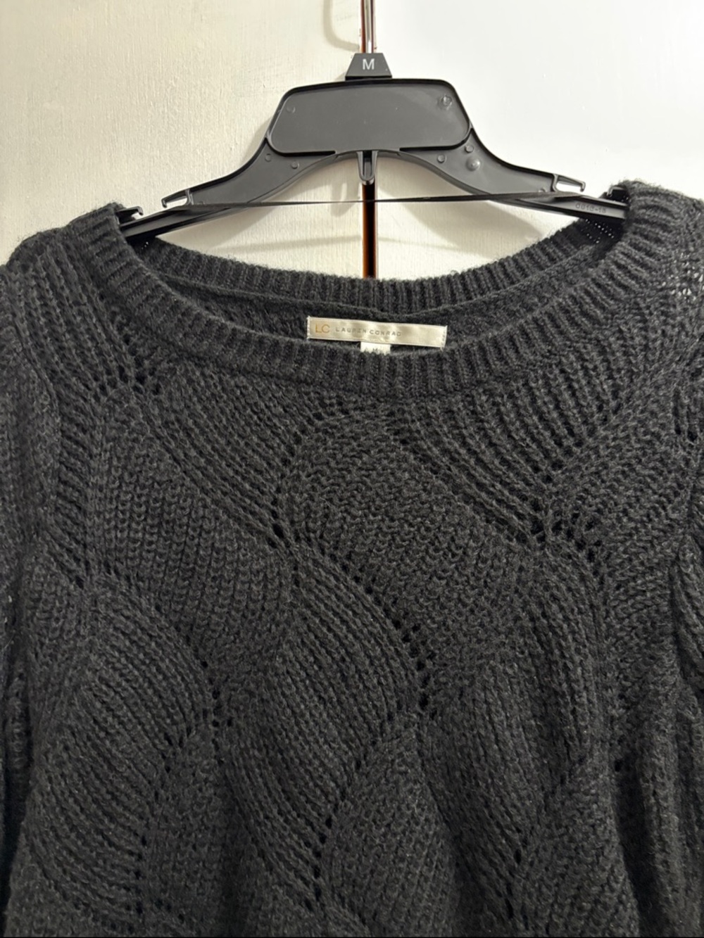 LC Lauren Conrad Black Cable Knit Scoop Neck Sweater - Picture 3 of 4